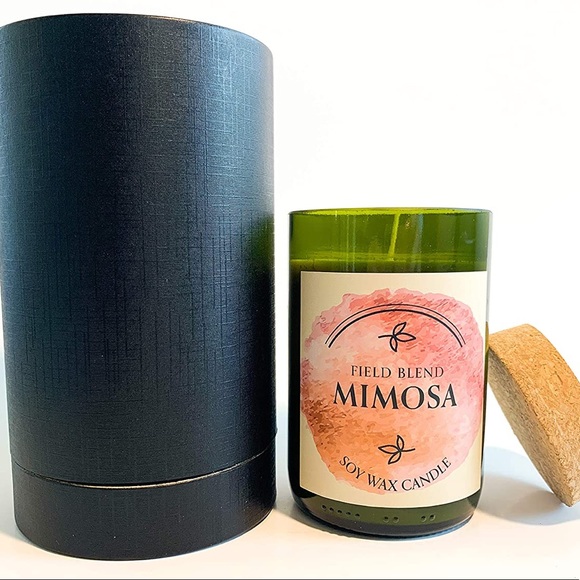 Recycled Wine Bottle Soy Wax Candle (Mimosa) - Picture 4 of 7